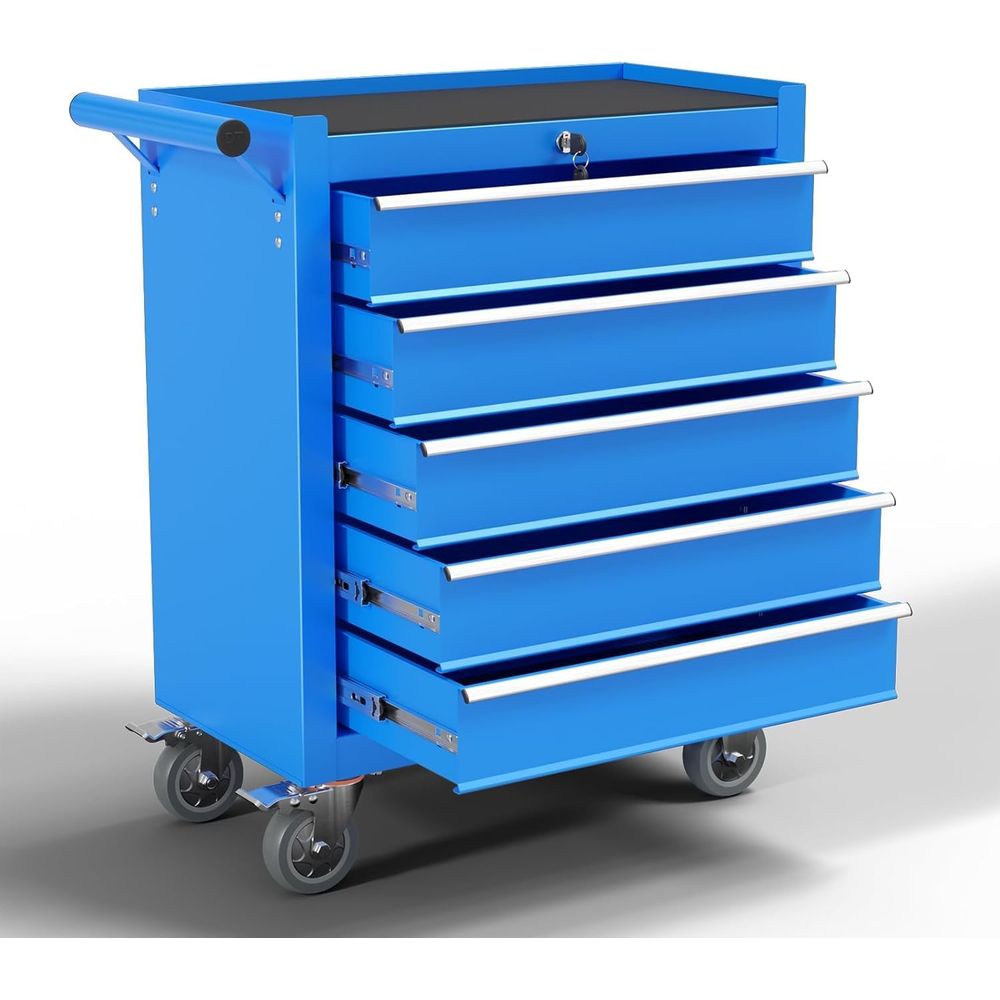 Tools In Metal Workshop - 5-Drawer Rolling Tool Chest with Lockable