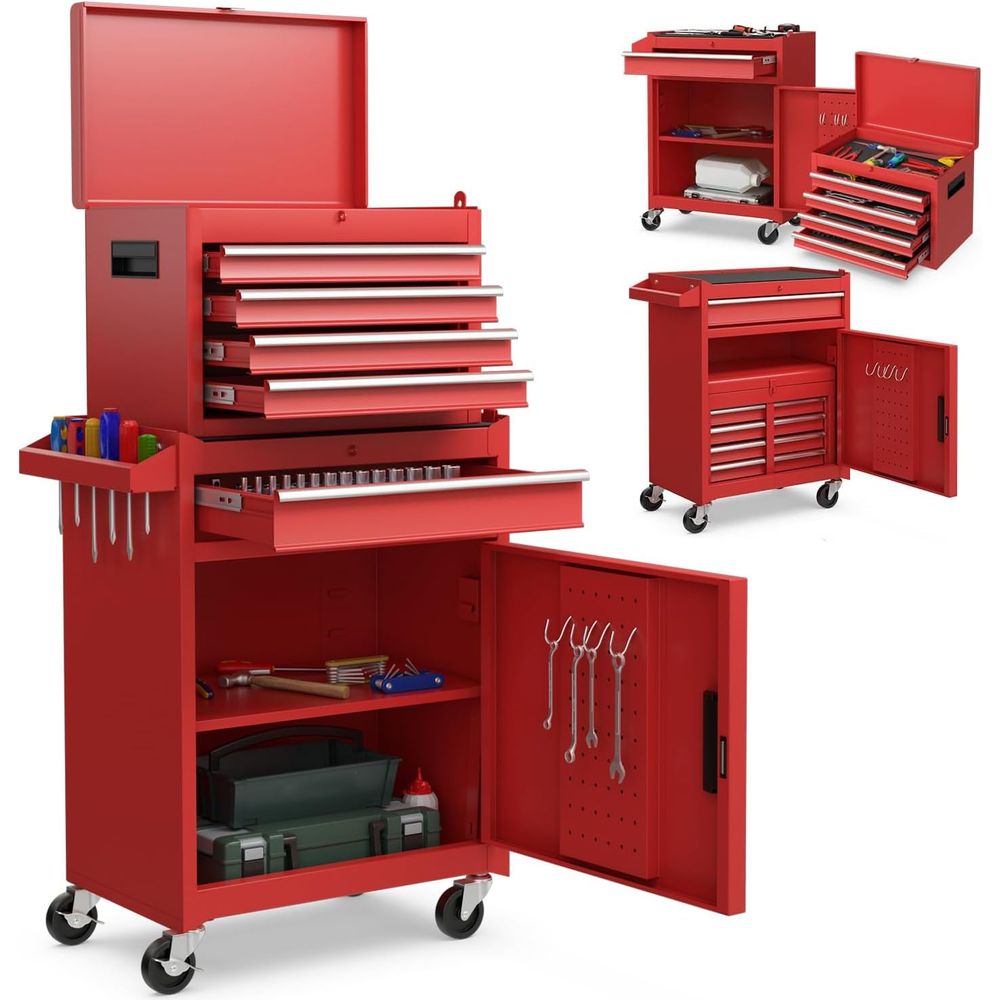 Tools In Metal Workshop - 5-Drawer Rolling Tool Chest with Detachable