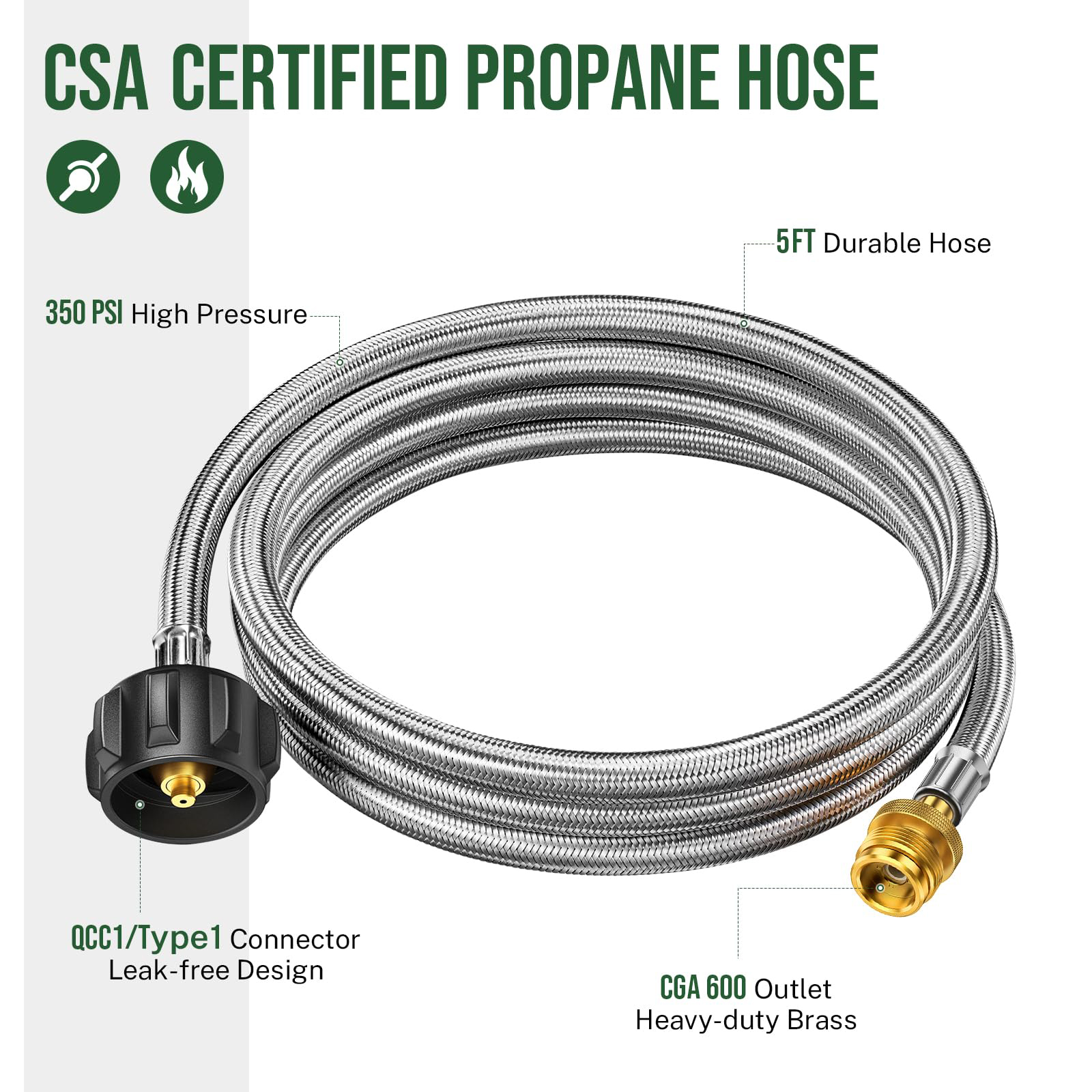 Propane Hose Adapter 5FT Stain - Tools Qcc avaliação e preço