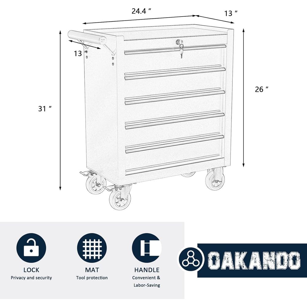 5-Drawer Rolling Tool Chest wi - Tools In Metal Workshop avaliação e preço