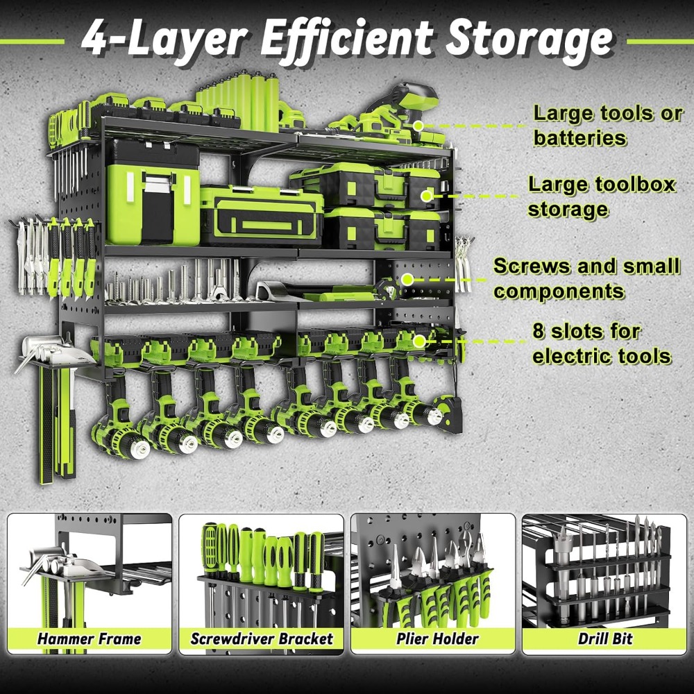 Heavy Duty 4 Tier 8 Slot Wall  - Workshop Tools Holder avaliação e preço