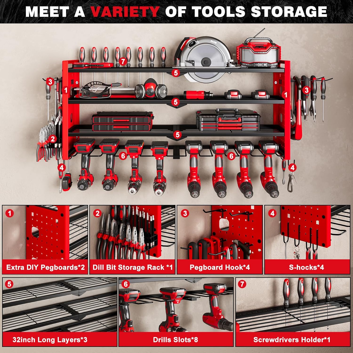 4-Layer Large Capacity Tool Ra - Workshop Tools Holder avaliação e preço