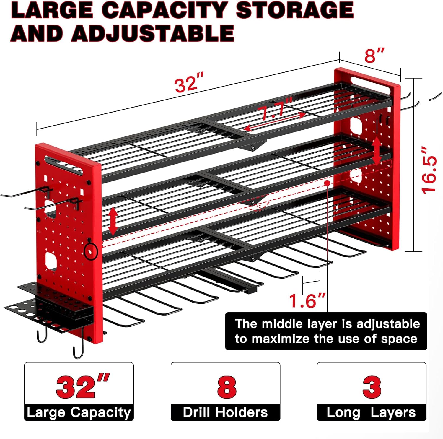 4-Layer Large Capacity Tool Ra - Workshop Tools Holder avaliação e preço