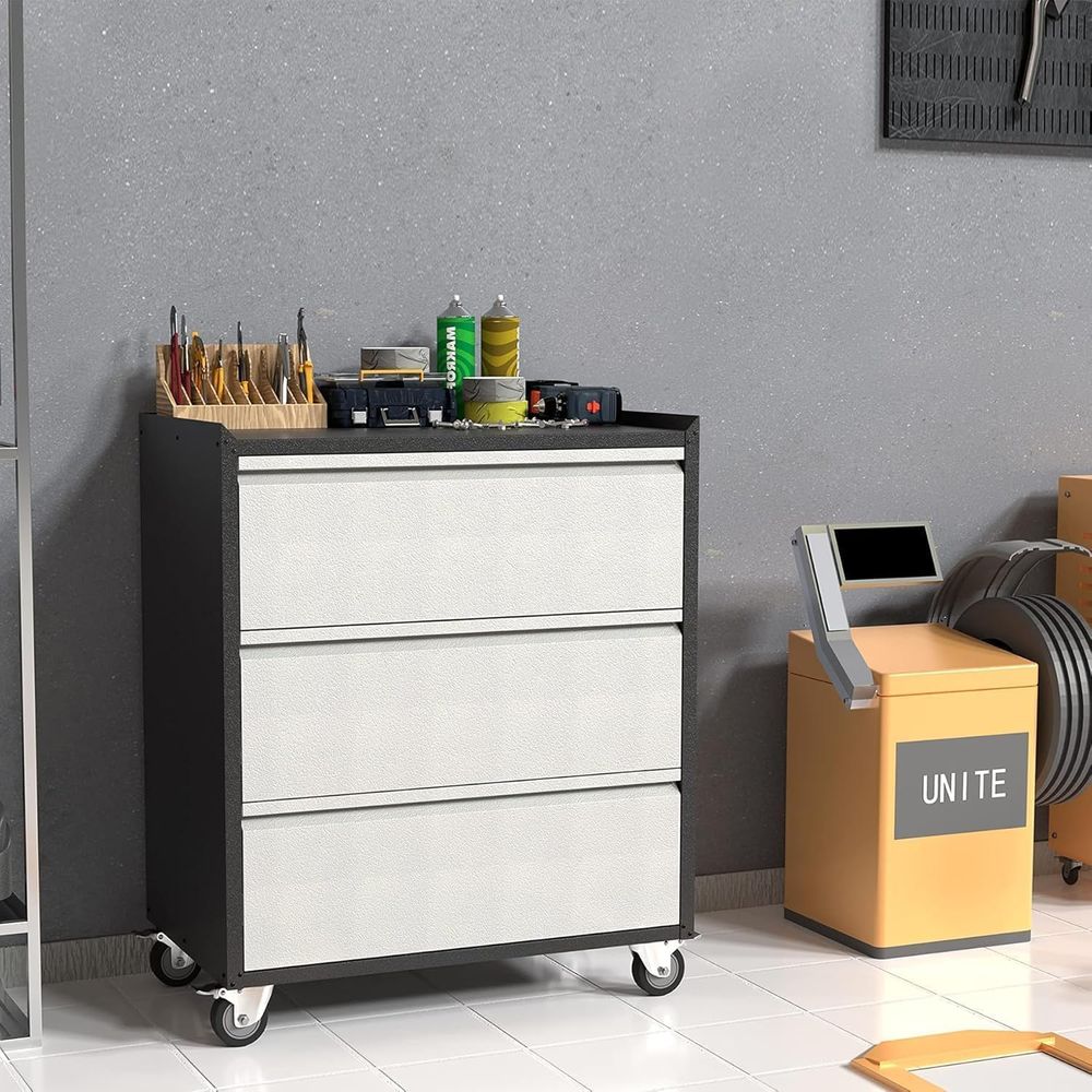 3-Drawer Mobile Metal Tool Che - Tools In Metal Workshop avaliação e preço
