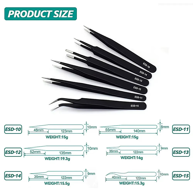 Stainless Steel Black Tweezers - Maintenance Workshop Tools avaliação e preço