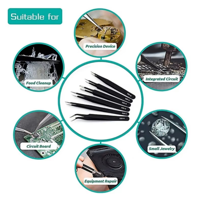Stainless Steel Black Tweezers - Maintenance Workshop Tools avaliação e preço
